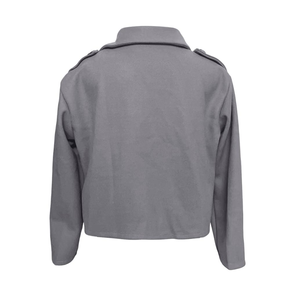 Women's Fashionable, Elegant, -color, Long-sleeved, Short Woolen Coat With A Turned-up Collar