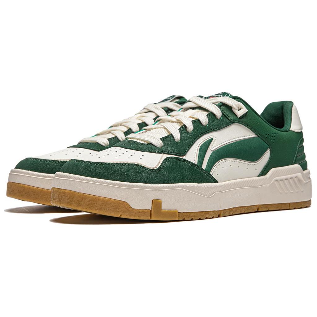 New LiNing Common 80s Anti Slip Wear Resistant Low Top Skateboard Shoes Men's Green White AGCU087-1