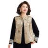 Elegant Mother's Set: Chinese-Style Spring Vest Jacket & Velvet Shirt for Middle-Aged Women