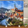 Beautiful Natural Scenery City Town Shower Curtains Bathroom Waterproof Polyester Fabric Bath Curtain Landscape Decor Curtains