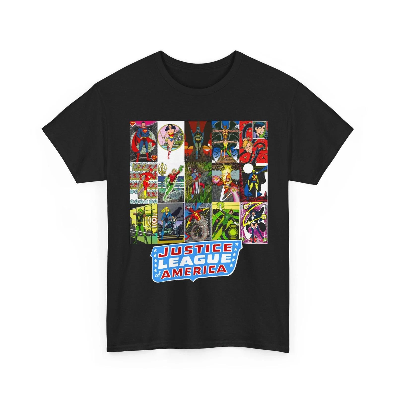 JLA T-Shirt George Perez 80s Postcard Art Zatanna Hawkman Vintage-Style Tee M