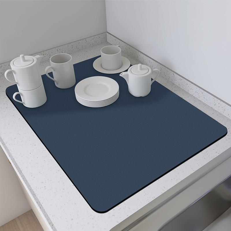 Solid Color Diatomaceous Earth Quick-Dry Kitchen Drain Mat & Heat-Insulating Coaster