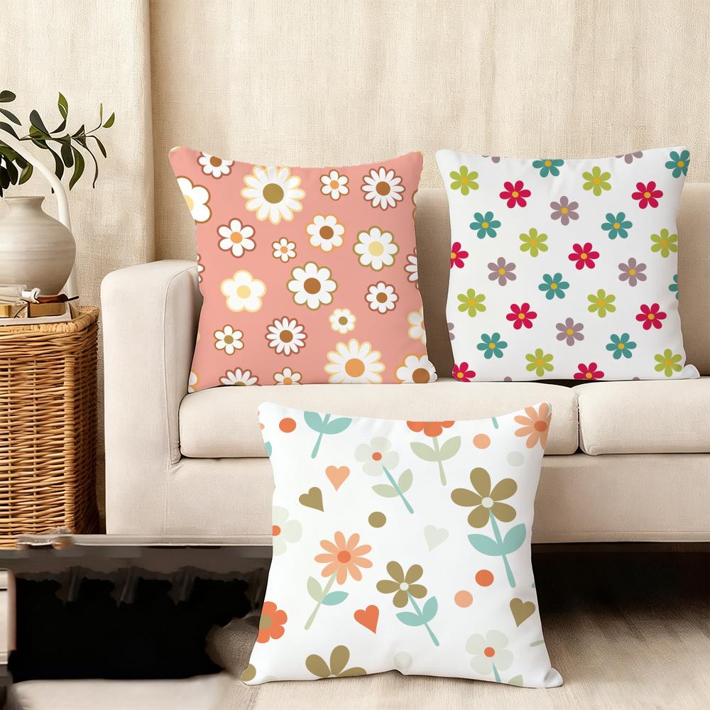 Spring And Summer Floral Cushion Cover Soft Plush Throw Pillow Cover | Double-Sided Cushion Case | Sofa Bedroom Home Decor