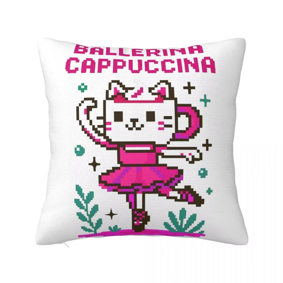Italian Brain Rot Meme Pillow Cover Double Sided Tung Sahu Design Polyester Cushion for Sofa Bedroom Car Decoration 45x45cm