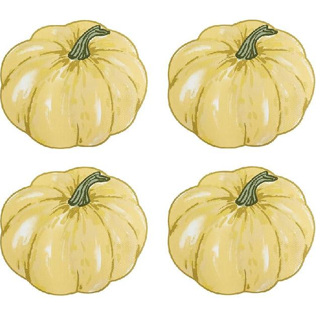 OWENIE Fall Placemats Set of 4, Autumn Printed Pumpkin Textured Fabric Place Mats for Kitchen Dining Table,Thanksgiving Harvest Halloween Holiday