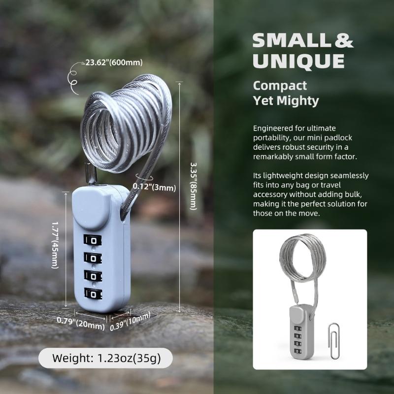 Durability Passwords Lock Carabiner Clip Universal Computer Suitcases Padlocks for Bike Cable Helmets Suitcases Luggage