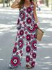 Temu spring and summer new European and American fashion women's clothing abstract printing sleeveless vest wide-leg pants set