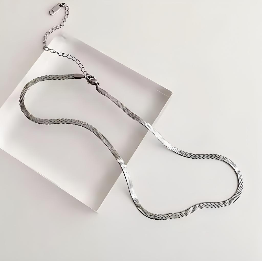 Temperament New Flat Snake Bone Chain Necklace Female Ins Tide Cold Wind Personality Retro Collarbone Neck Chain
