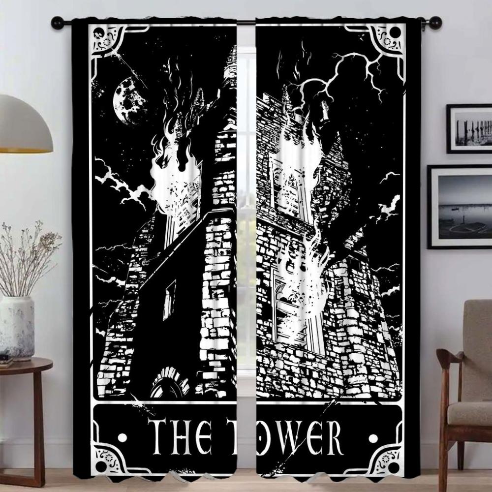 Read the Tarot Cards Elegant Room Curtains for Living Room Blackout Curtain Tulle for Bedroom Home Interior Curtains 2 Pieces