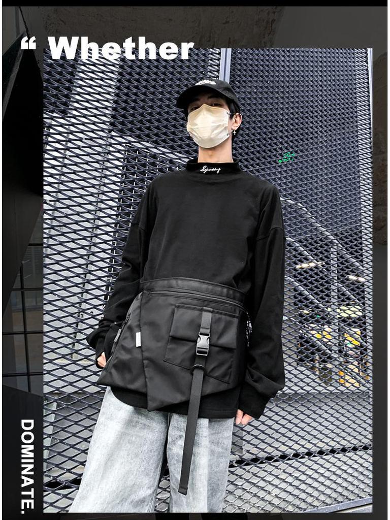 2025 Spring/Summer Dark Style Functional Crossbody Backpack with Large Capacity and Apron-Style Design