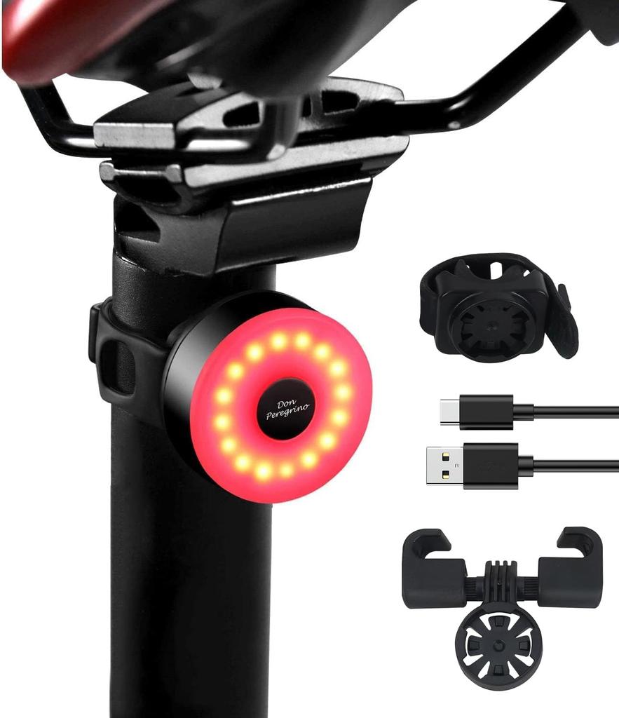 DON PEREGRINO M2 Bicycle Tail Light with Battery Life 5 2 Waterproof and Rechargeable 90-Hour - Modes, Quick-Release Brackets,