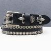Abi Leather New Style of Personalized Crow Shield Rivet Cowhide Belt Hollow Corn Rivet Belt