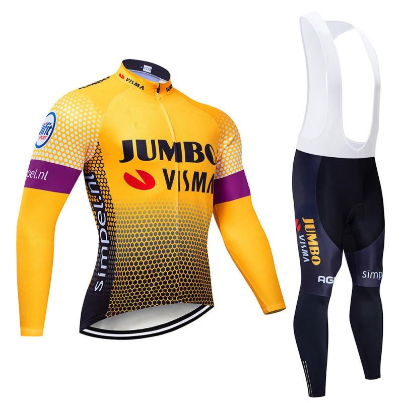 Mens Long Sleeve Cycling Jersey Set Breathable Quick Dry Performance Bike Wear Road