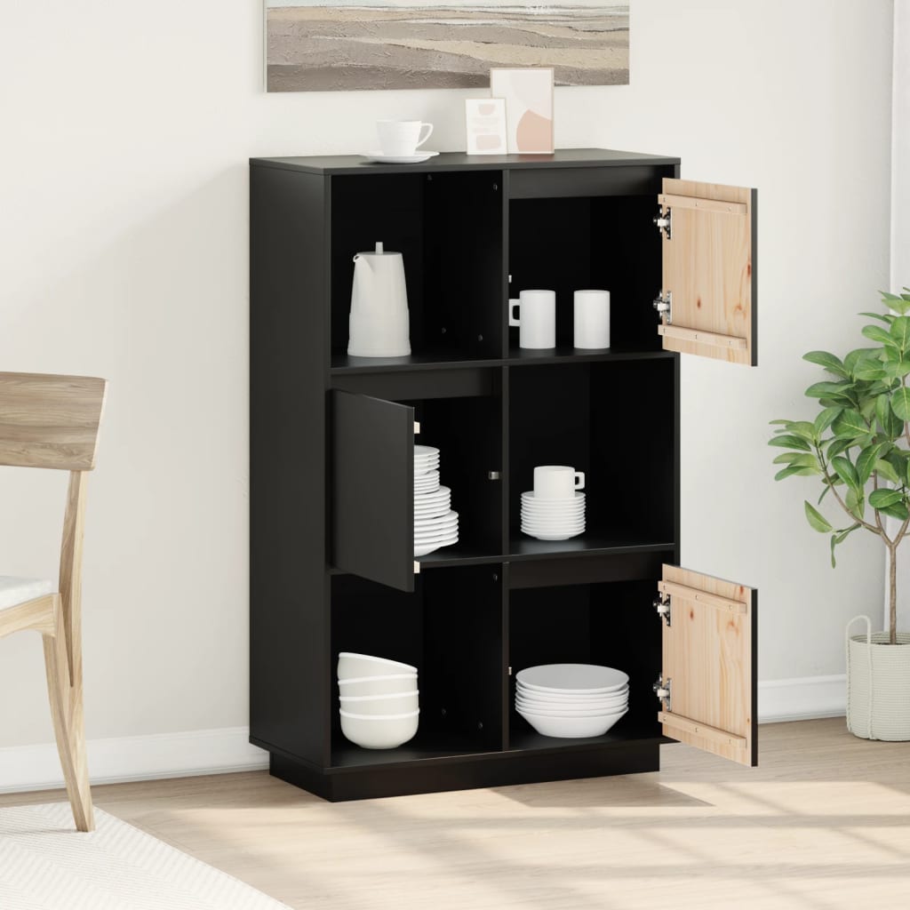 Vidaxl Szafka, Czarna, 74X35X117 Cm, Lite Drewno Sosnowe