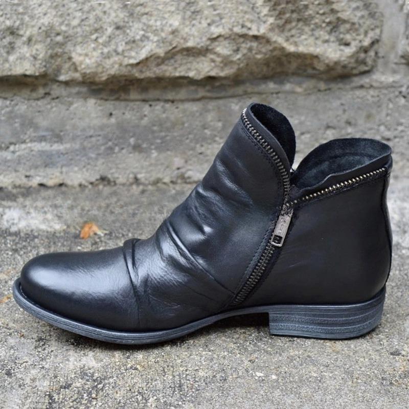 

Round-toed Women s Boots, Side Zipper Boots, and Warm Women s Shoes 35