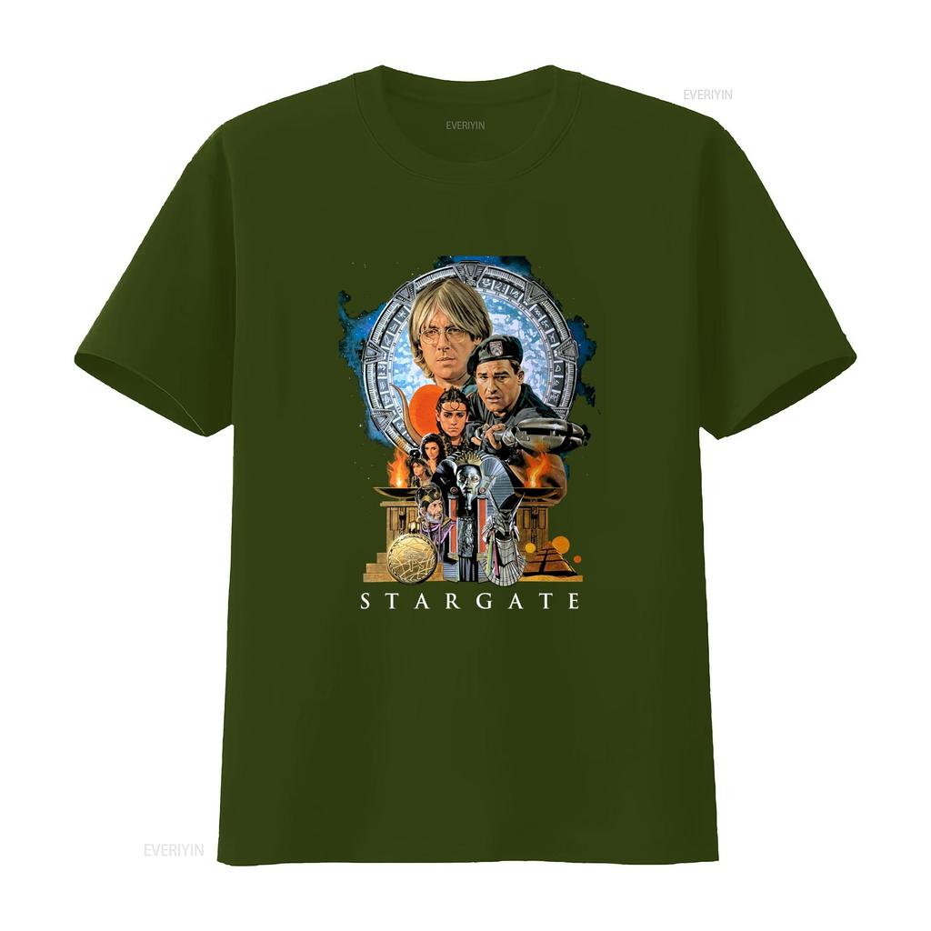 Stargate Sci Fi Movie Black T Shirt with Iconic Characters Design Size S 5XL Vintage Washed Fashion Top For Everyday Wear