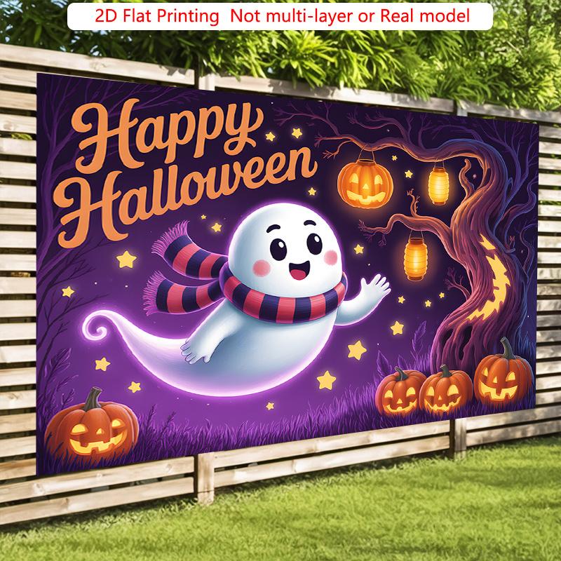Party Backdrop Halloween Flat Ghost Scary Pumpkin Photo Booth Decor Party Decor