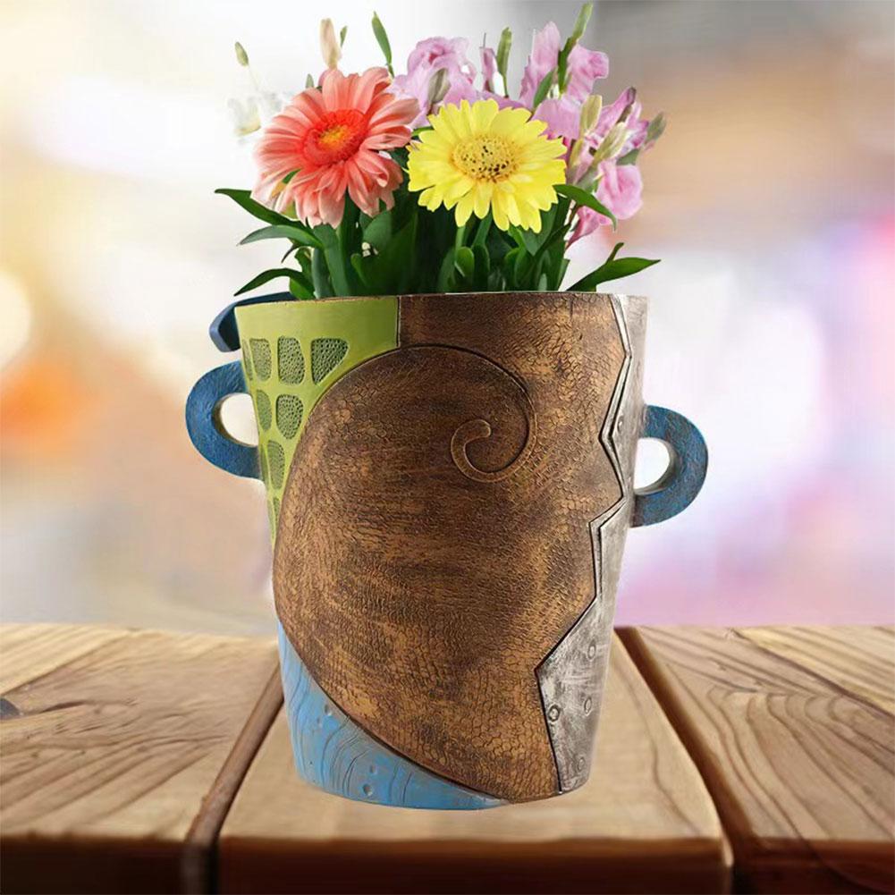 Resin Abstract Beauty Face Flower Pot Funny Face Flower Pot Colorful Face Abstract Planter Art Flower Pot for Plant Lover Gift