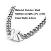 (H, Silver) Initial A-z Cuban Link Chain Necklace For Boys Men Women Letter Pendant Stainless Steel 6.5mm 18+2 Inches Jewelry Gift
