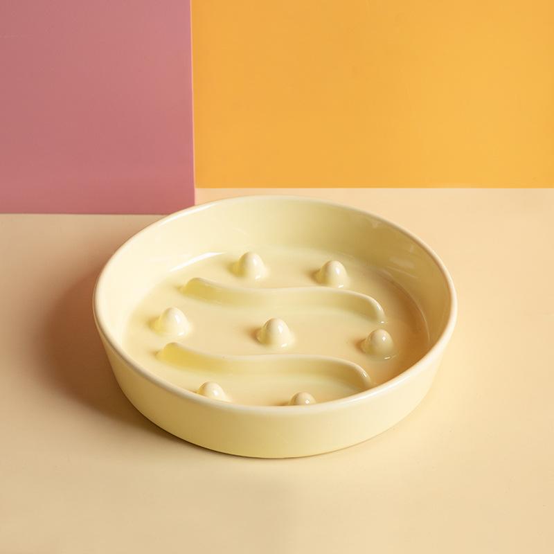 Ceramic slow food bowl Anti-choking slow food bowl Pet bowl Anti-overturning bowl Cat food bowl Cat bowl Dog bowl Pet supplies