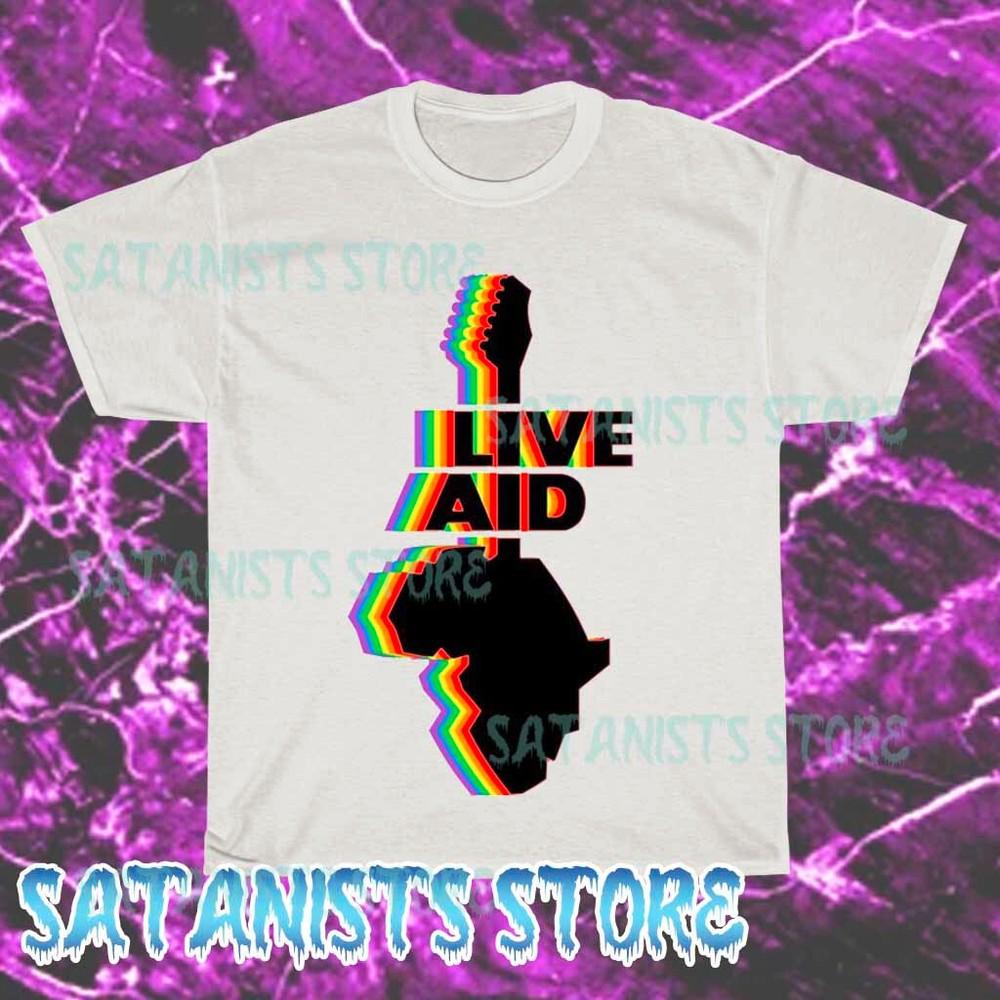 

New Live Aid July 1985 Men s White T-shirt Funny Size S to 5XL S