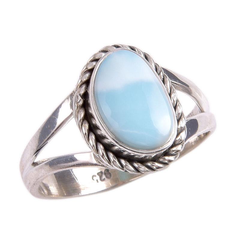Bague en argent sterling 925 avec pierre précieuse Larimar de Natural Republic, taille 5,5, H1Q96