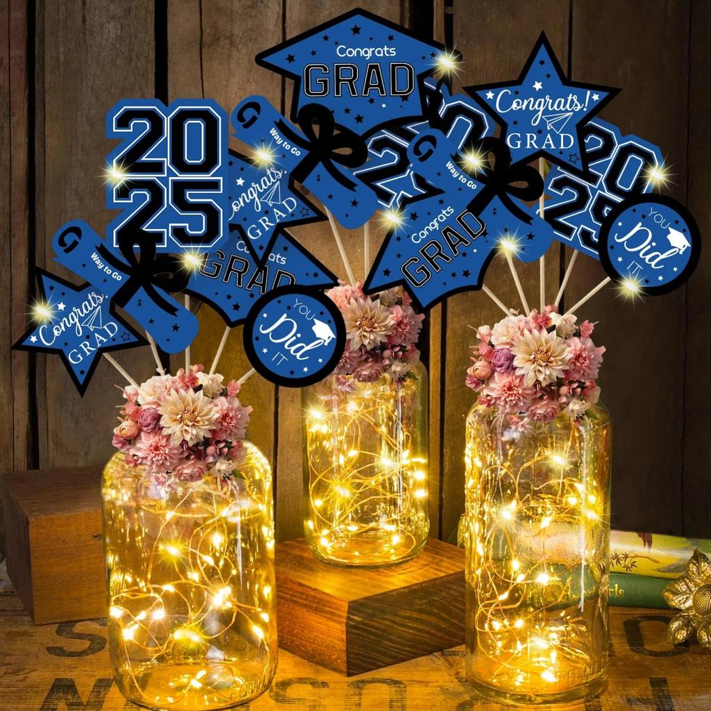 Graduation Decorations Blue And Gold Graduation Table Centerpiece Sticks For College High School Congratulations Graduates Party Supplies