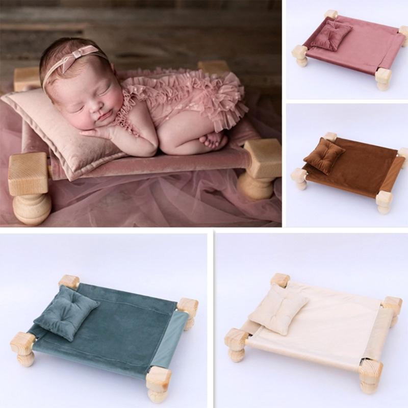 Newborn Photography Props Wooden Bed Baby Photoshoot Props Doll Bed Baby Photo Prop White Wood Mini Bed for Photography