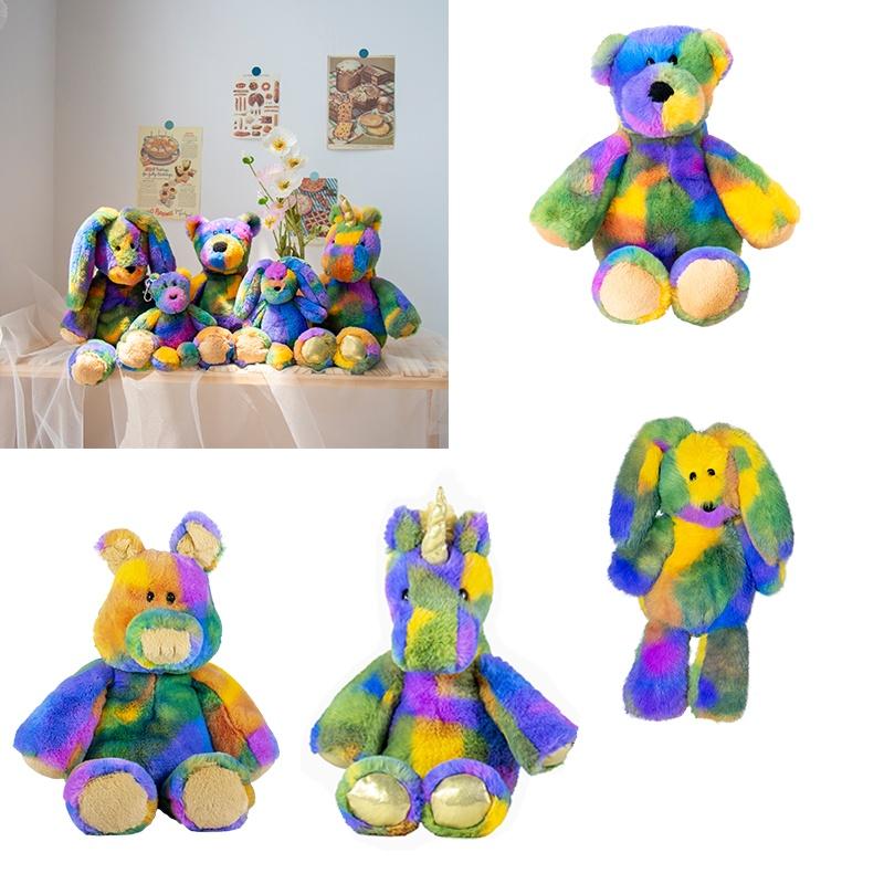 Personalised Rainbow Ombre Bunny Rabbit Teddy Colorful Cute Plush Doll Birthday Gift