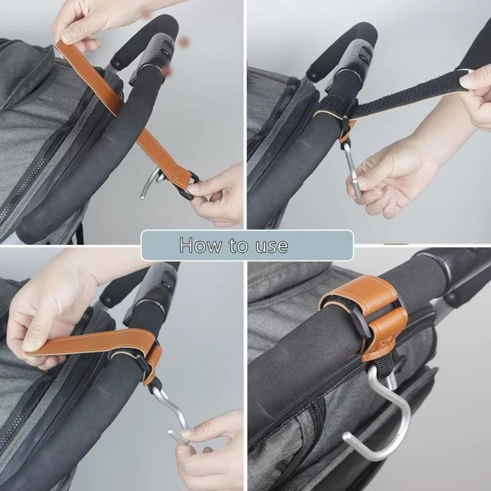 Universal Alloy Baby Stroller Hook Hanging Multifunctional Leather Hook S-shaped Hook For Diaper Bags