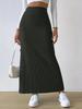 High-Waisted Side Slit Slimming Midi Knitted Skirt - European & American Style for Women