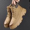 Martin boots autumn and winter British wind outdoor non-slip medium and high-top boots leather thick-soled mountaineering and velvet short boots