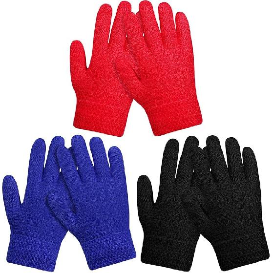 ONESING Kids Knit Gloves - Stretchy Gloves for Boys Girls Winter, Solid Finger Gloves for Children