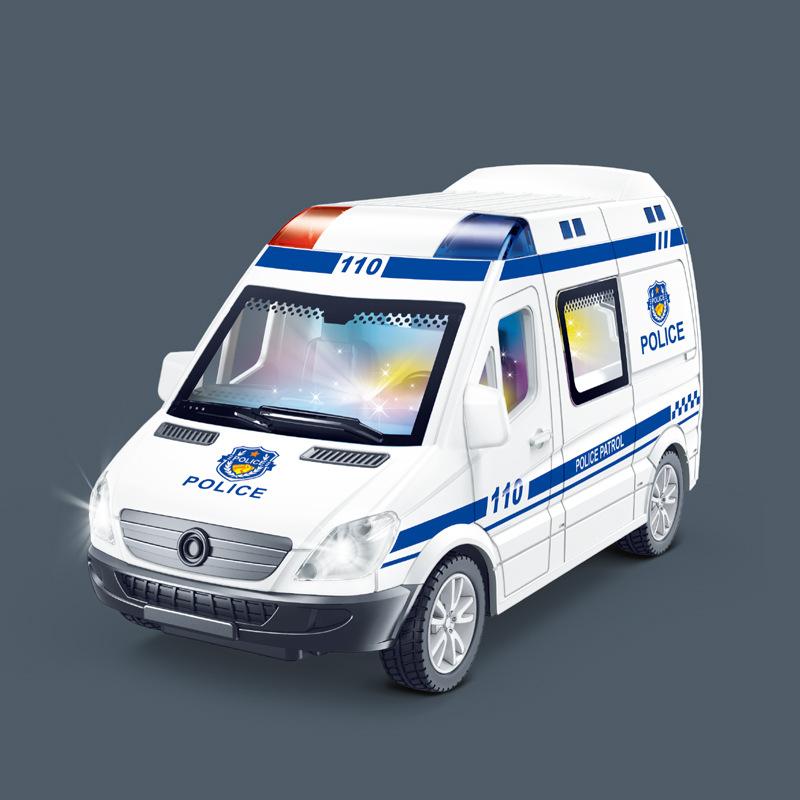 Childrens Rescue Police Car Toy With Inertia Drive And Interactive Sound Light