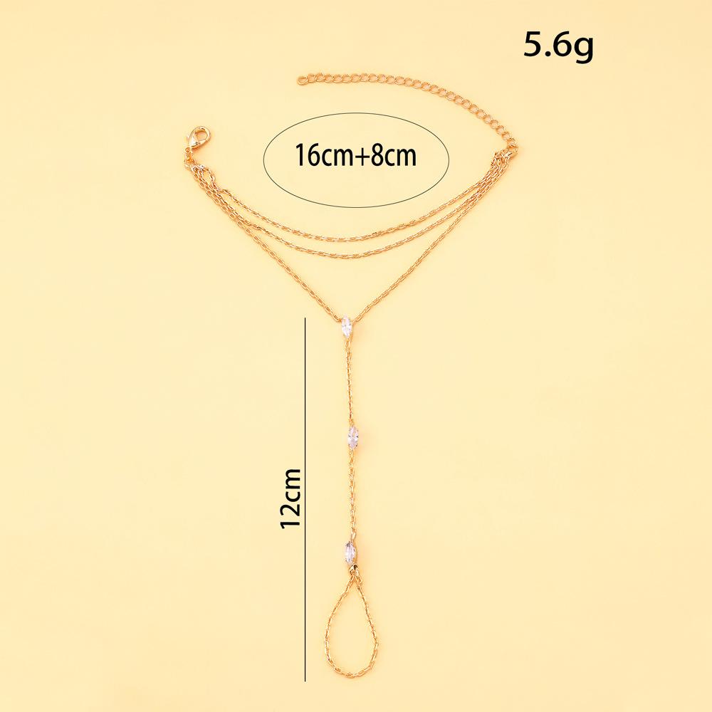 CE Certification Summer Beach Outfit Women's Multi-Layer Electroplated Rhinestone Finger Bracelet