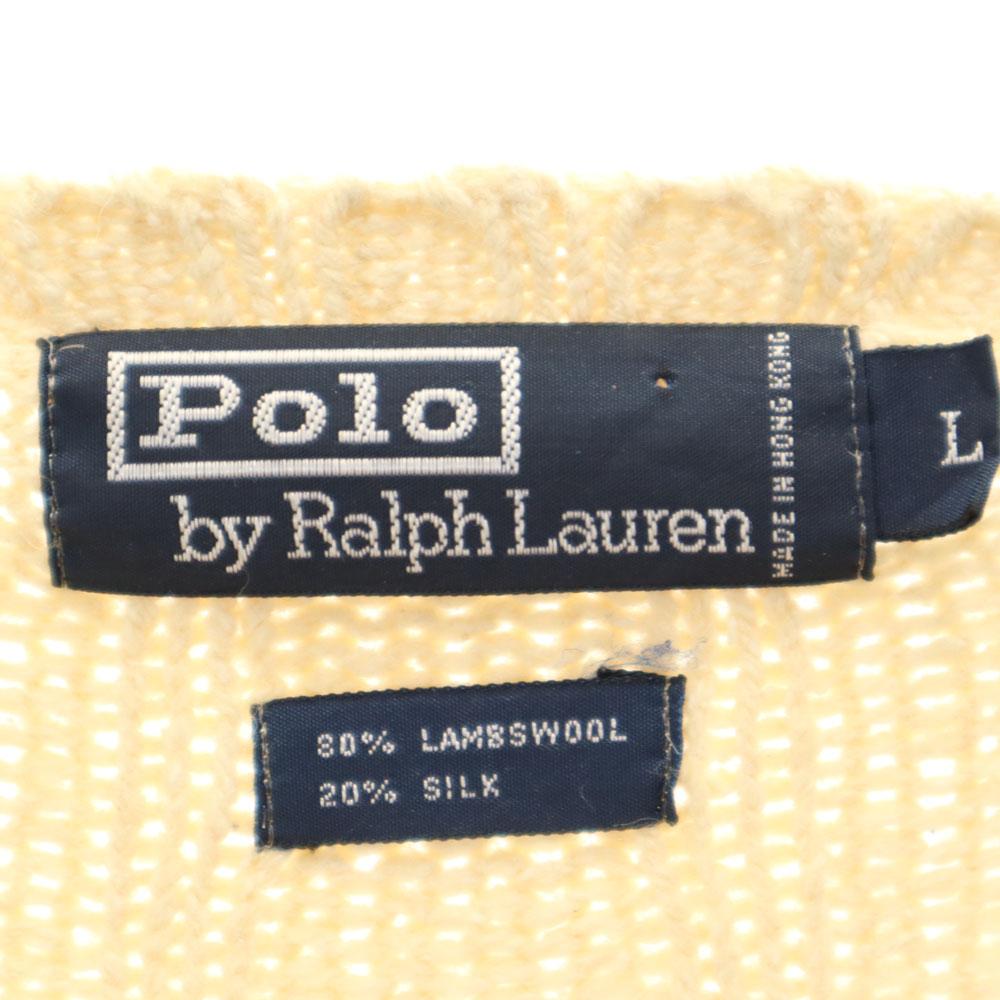 Polo by Ralph Lauren 90s Old Long Sleeve Sweater L Beige Knit Men's Used