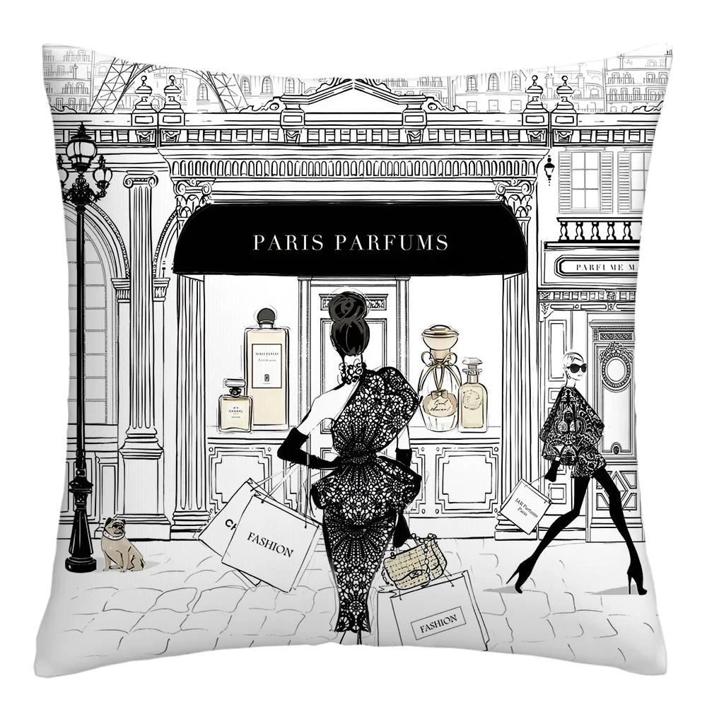 Fashion Illustration Pillowcase, Girl's Favorite Cushion Cover, Sofa Decoration Cushion Cover Home Decoration 50x50 40x40 60x60