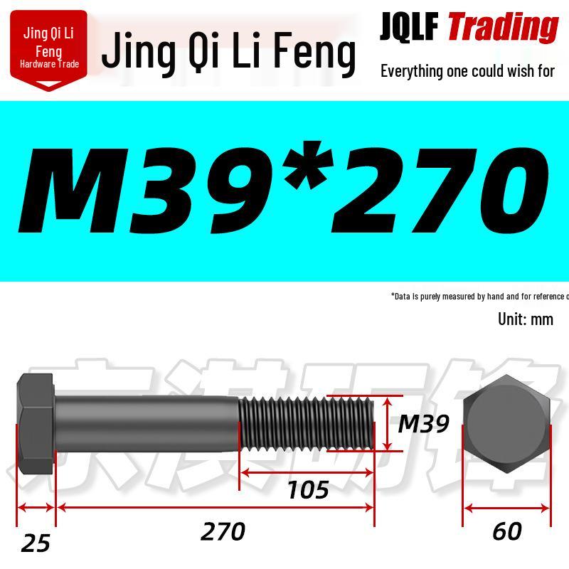 M27-M39 Grade 12.9 Blackened Half-Thread Hexagon Bolt