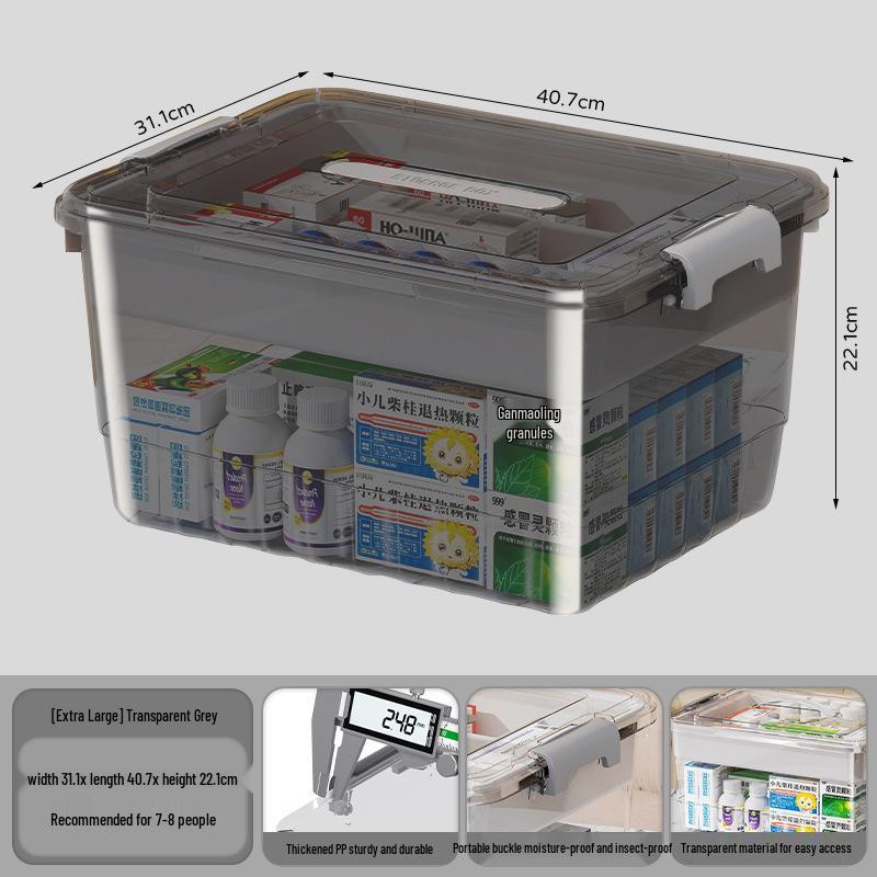 Compact Multi-layer Transparent Medicine Organizer with Large Capacity
