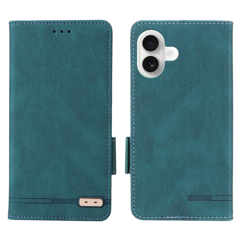 For iPhone 17 Case Leather Wallet Flip Phone Cover with Hardware Decor