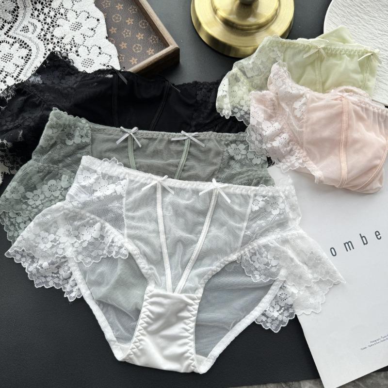 Ladies Spring Summer Cute Lace Edge Soft Cute Lace Mesh Sexy Panties