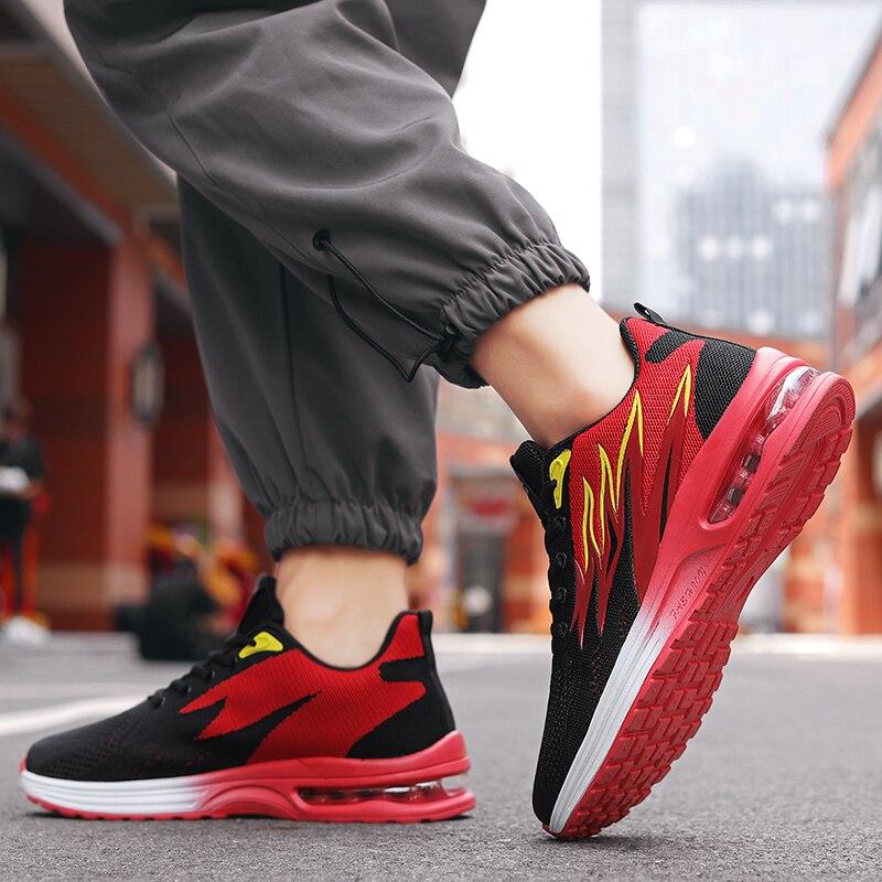 Men Casual Sneakers Women Sport Shoes Air Cushion Running Shoes Flame Pattern Light Shoes Gym Breathable Non -Slip Outdoor