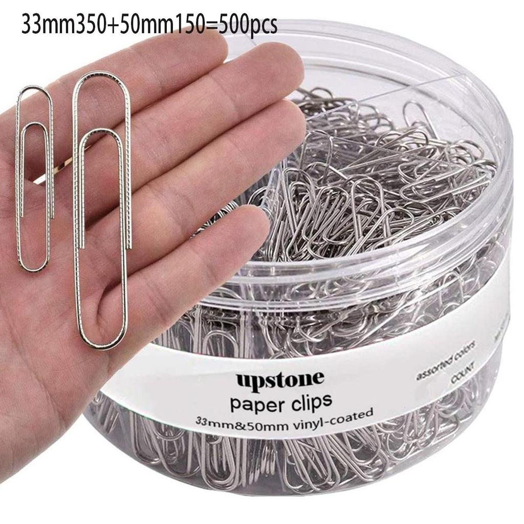Colorful Large Paperclips & Binder Clips: Nickel-Plated Silver Office Stationery for Bookmarks and Test Papers.