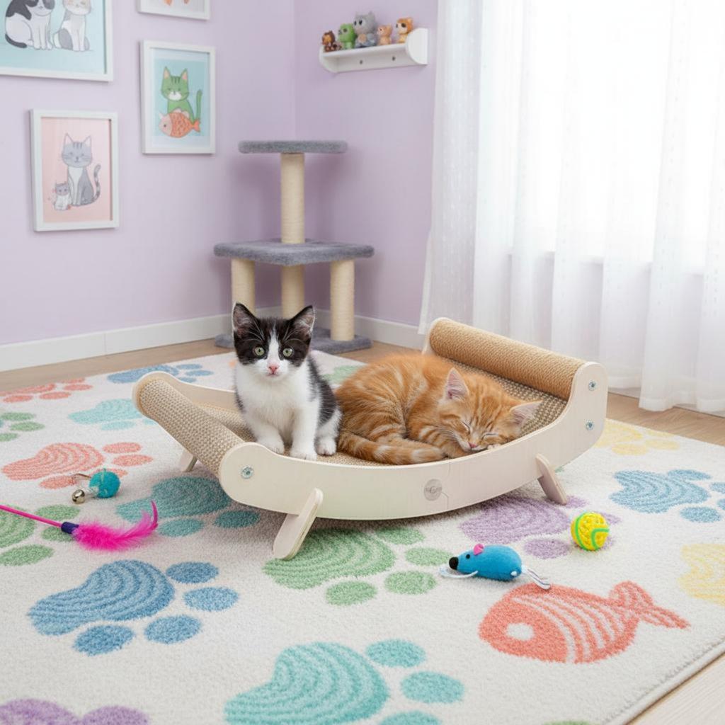 Cat Scratching Lounger Stable Framework Cat Lounge Bed Scratcher Pet Supplies for Indoor