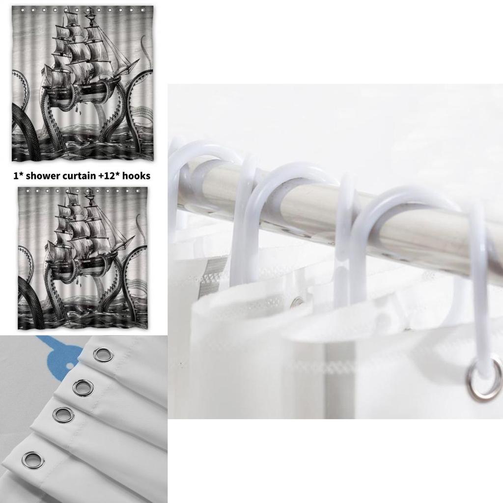 Polyester Shower Curtain With Customizable Artwork And Logo For Bathroom Privacy