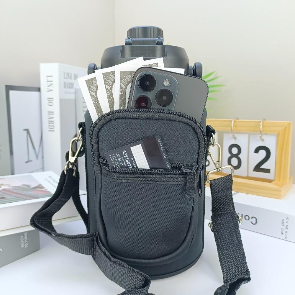 Large Capacity Water Bottle Bag with Adjustable Shoulder Strap Insulated Cup Crossbody Bag