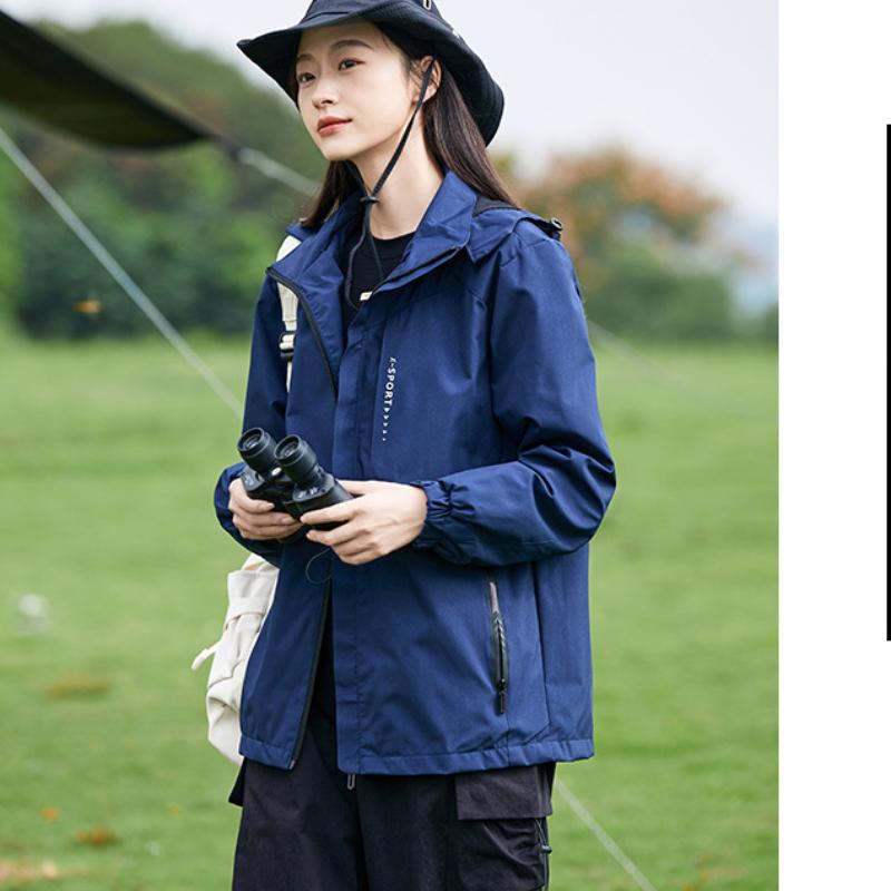 Surgeon Jacket Color-blocking Women's Jacket Spring and Autumn Loose Hooded Long-sleeved Mountaineering Outdoor Sports Fashion Versatile Top Clothes