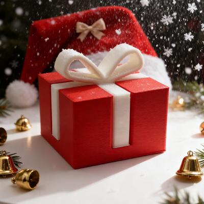 1/2/3Pcs Mini Christmas Gift Box Figurine 3D Printed White Bow Red Present Box Holiday Party Home Office Desktop Decoration Ornament