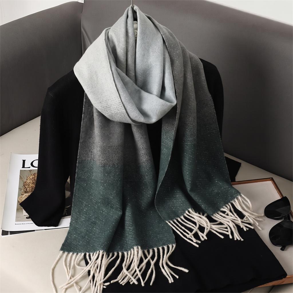 Fashion Ombre Gradient Tassel Scarf Women Soft Imitation Cashmere Shawl Warm Winter Neck Wrap City Streetwear Lady Fashion Gift