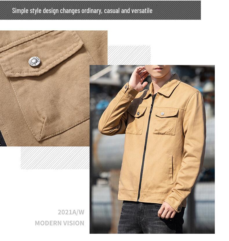 Men's Casual Black Denim Jacket, Versatile Spring & Autumn Workwear, Trendy Turn-Down Collar Top